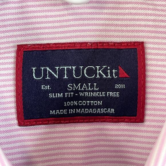 *Untuckit Men's Polos Size Small Pink Stripes - Picture 3 of 8
